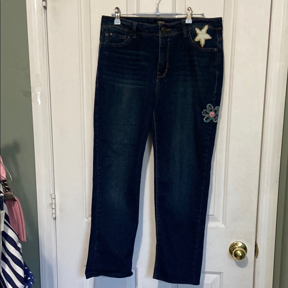 Classic Blue Straight Leg Jeans with Star Accents